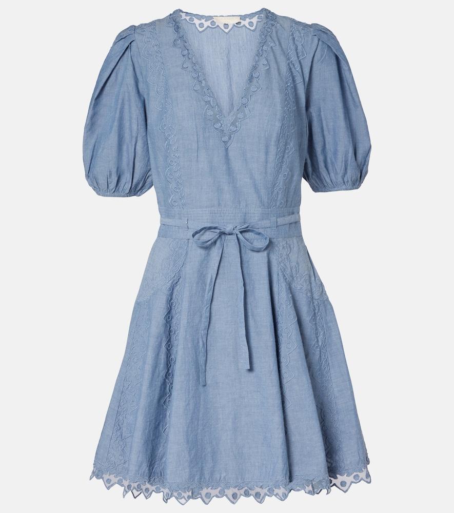 ulla johnson camila lace-trimmed cotton minidress