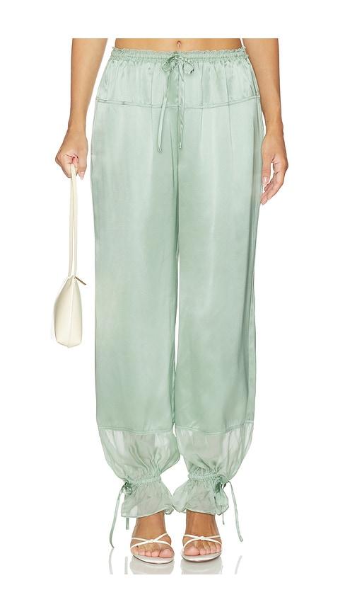 ulla johnson camile silk cinched pant in mint. - size 12 (also in 4)