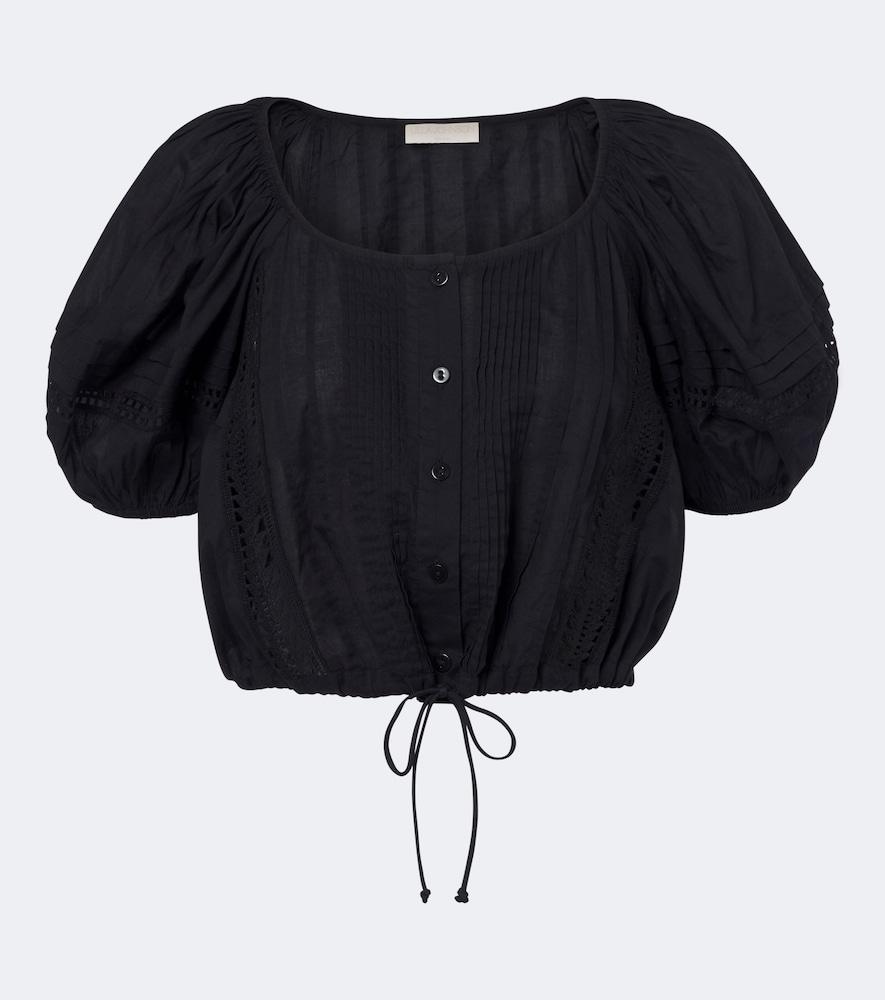 ulla johnson clara embroidered cotton crop top