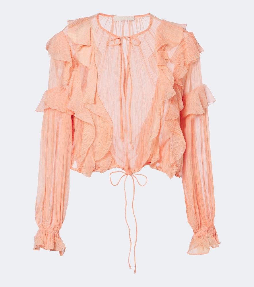 ulla johnson delfina ruffled silk chiffon blouse