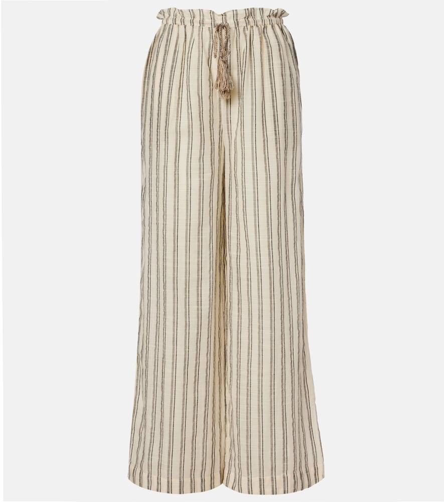 ulla johnson josephine striped cotton wide-leg pants