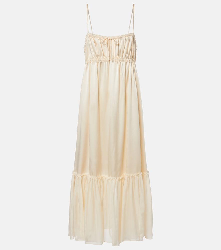 ulla johnson marielle ruched silk midi dress