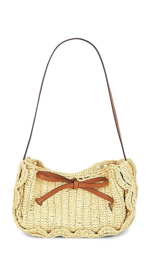 ulla johnson marina raffia scallop pouchette bag in neutral.