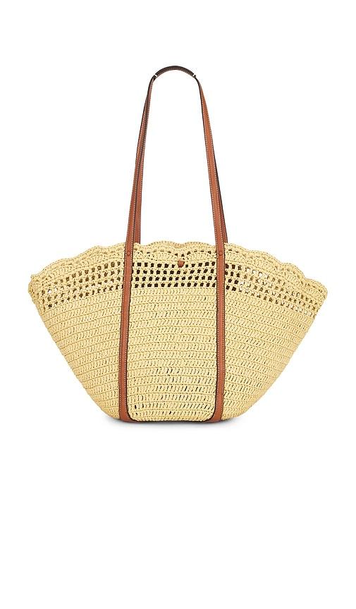 ulla johnson marina raffia tote bag in neutral.