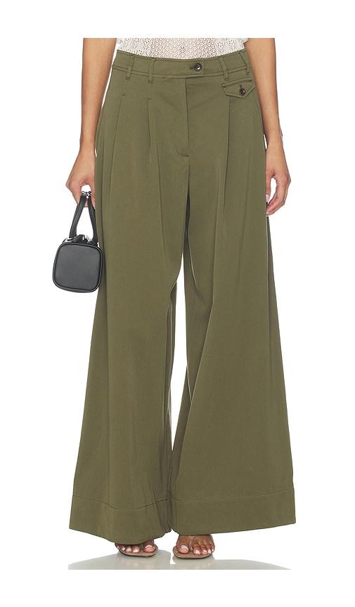 ulla johnson motherwell wide leg trouser pants in army. - size 10 (also in 8)