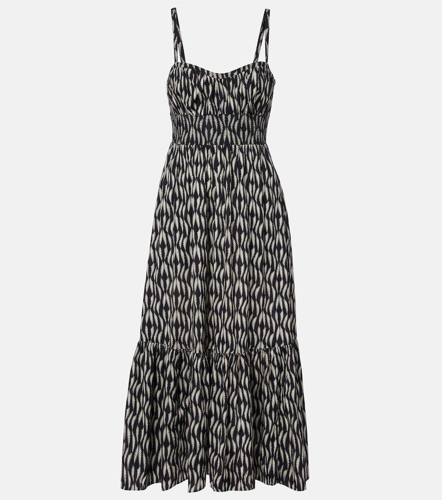 ulla johnson nadine printed cotton-blend midi dress
