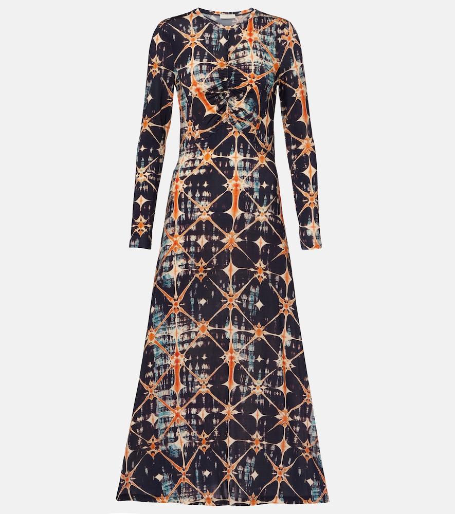 ulla johnson naia ruched printed jersey midi dress