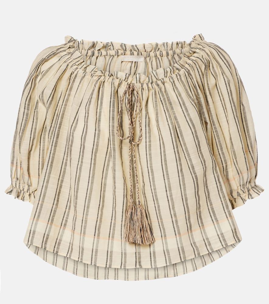 ulla johnson paros striped cropped cotton top