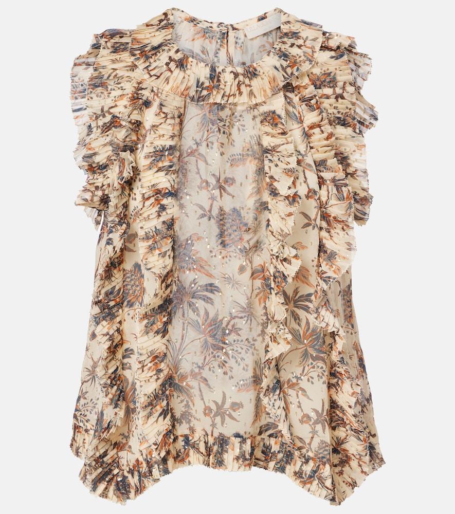 ulla johnson sabra printed silk-blend chiffon top