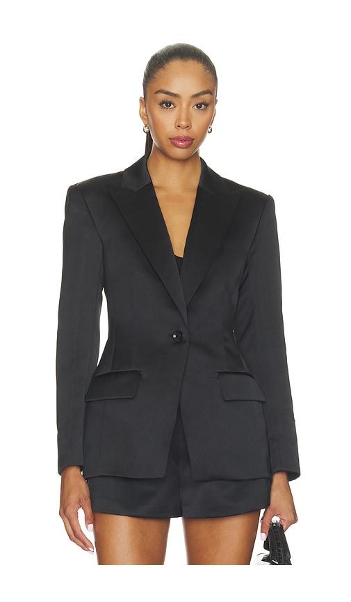 ulla johnson soline satin blazer in black. - size 0 (also in 2)