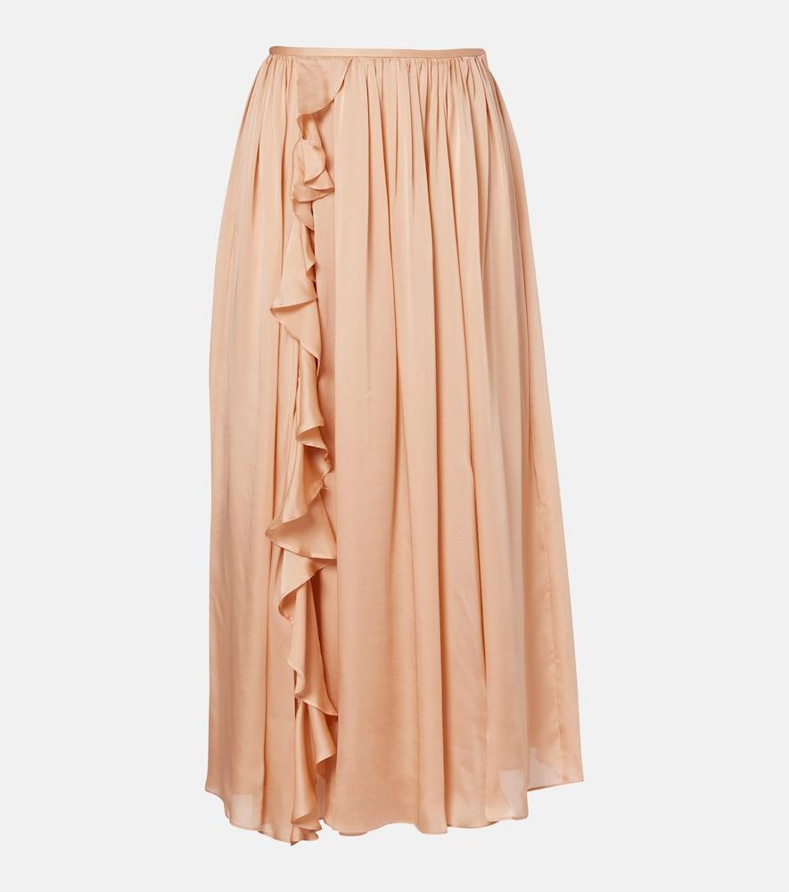 ulla johnson zena ruffled silk chiffon midi skirt