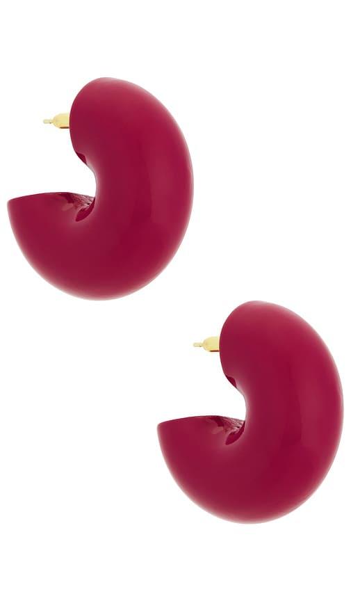 uncommon matters beam hoop earrings in burgundy.