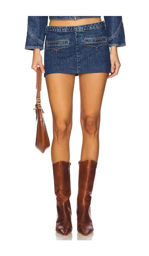understated leather bandit micro mini skirt in denim-dark. - size 24 (also in 25, 26, 27, 29, 30)