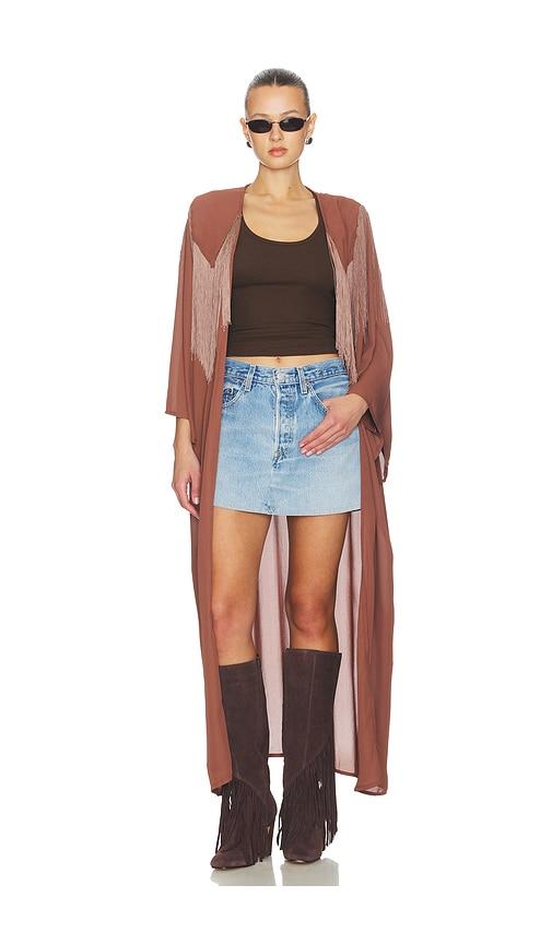 understated leather canyon robe in brown. - size s (also in xs)