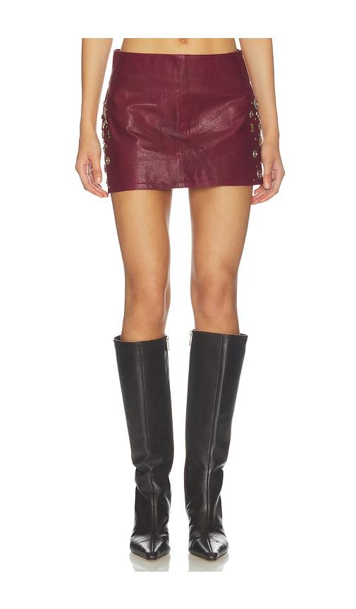 understated leather concho leather skirt in burgundy. - size l (also in s, xs, m)