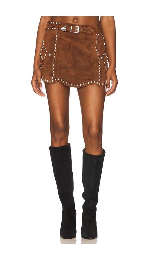 understated leather crazy life skirt in chocolate. - size l (also in xl)