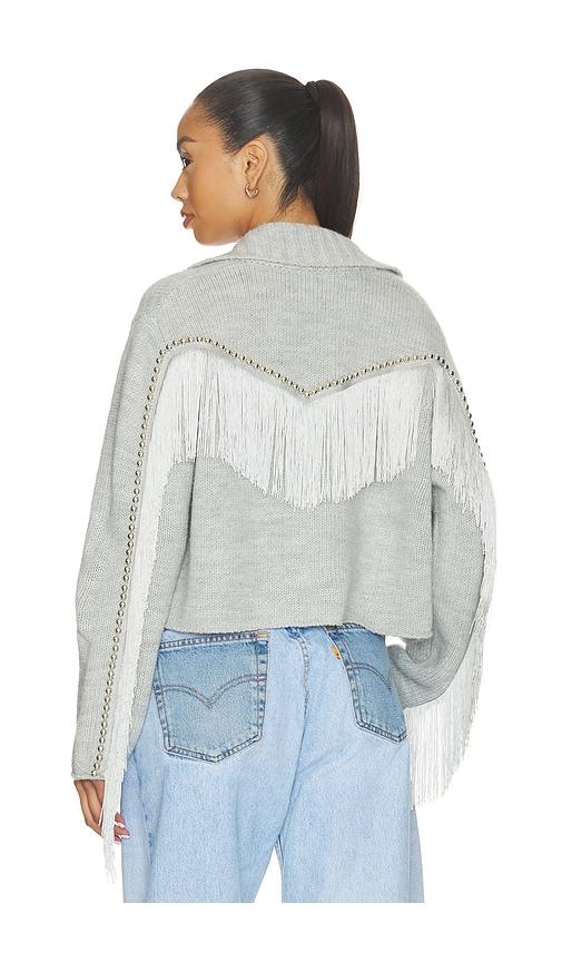 understated leather cropped rodeo robe in grey. - size l/xl (also in m/l)