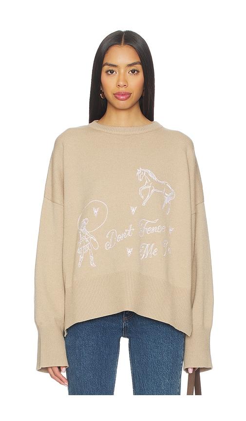 understated leather don't fence me in sweater in beige. - size l (also in m, xl)