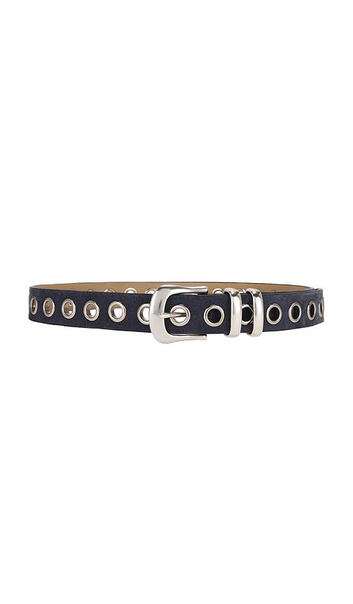 understated leather eyelet belt in blue. - size m/l (also in xs/s)