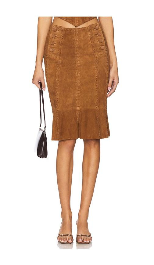 understated leather handkerchief leather skirt in brown. - size l (also in m, s, xl, xs)