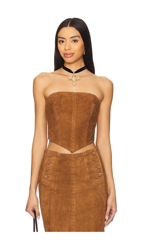 understated leather handkerchief leather top in brown. - size l (also in xs)