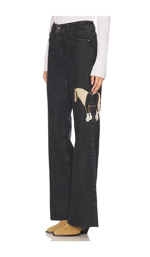 understated leather horsey jeans in black. - size 24 (also in 25, 26, 27)