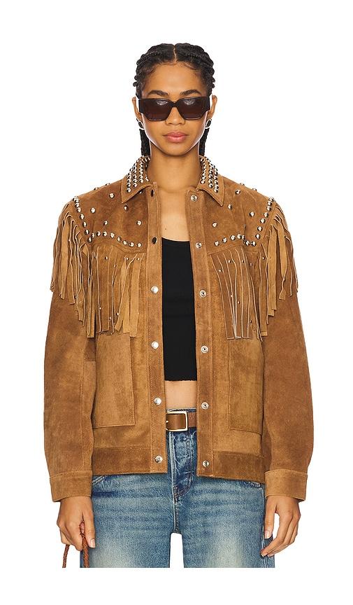 understated leather izzy jacket in brown. - size s (also in xs)