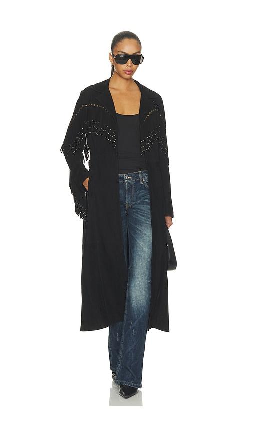 understated leather legacy coat in black. - size l (also in s, m)