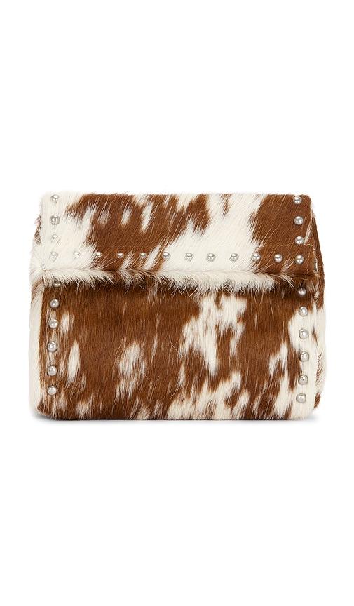 understated leather oversized clutch in white.