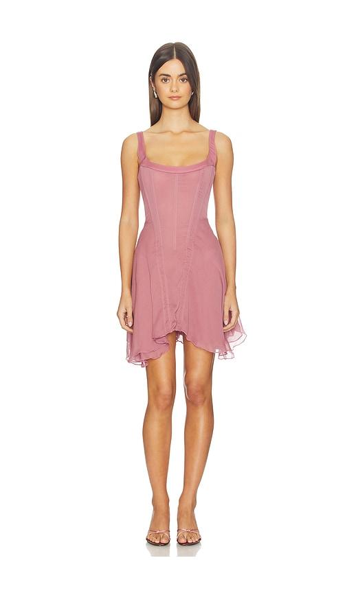 understated leather sheer honeymoon mini dress in mauve. - size l (also in m, xl)