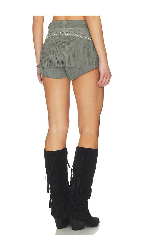 understated leather starburst short in grey. - size l (also in s, xl)
