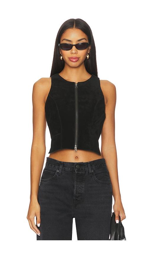 understated leather x revolve crazy life top in black. - size l (also in m)