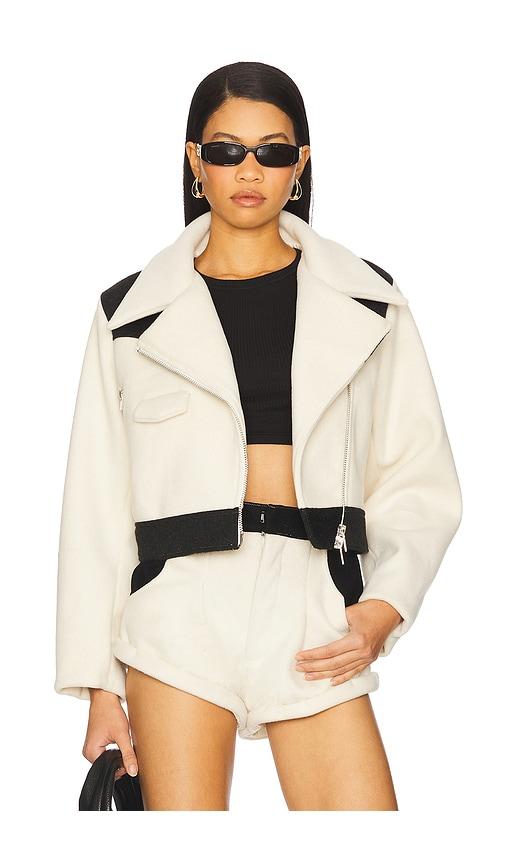 understated leather x revolve love story jacket in beige. - size l (also in xl)