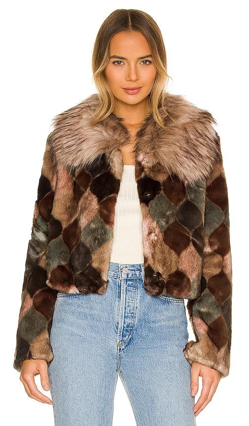 unreal fur casablanca faux fur jacket in brown. - size l (also in xl)