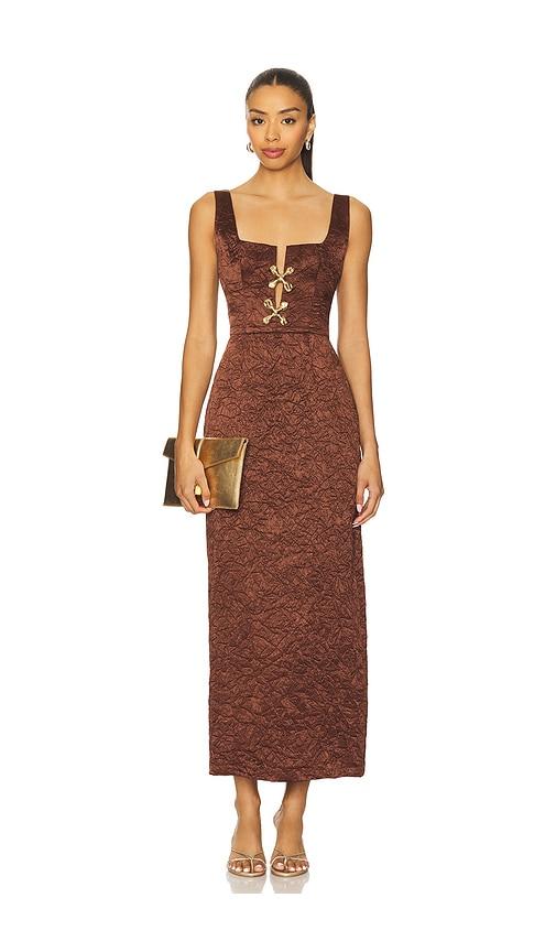 usisi sister lauren acetate dress in chocolate. - size l (also in xs)