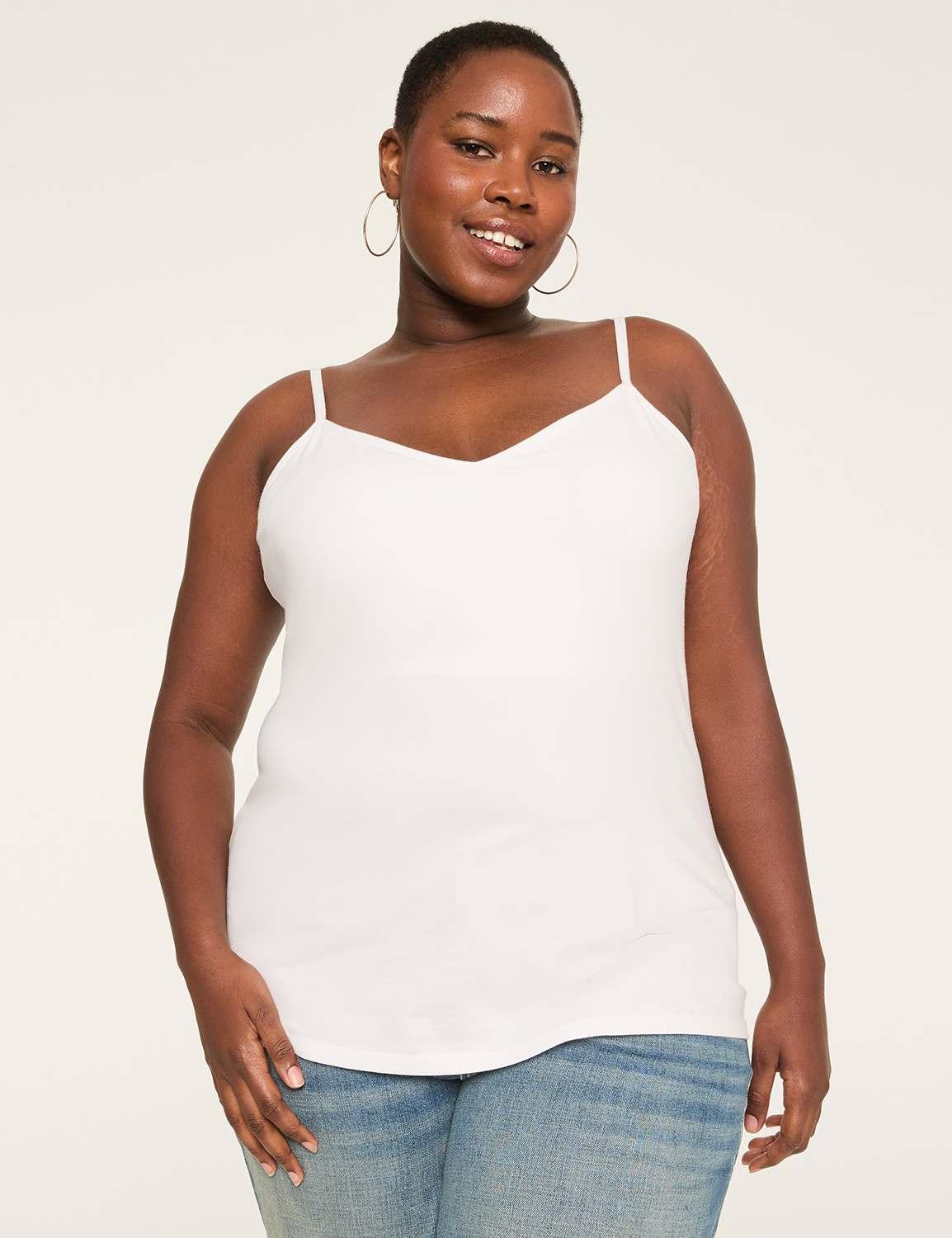 v-neck body-skimming cami with shelf bra