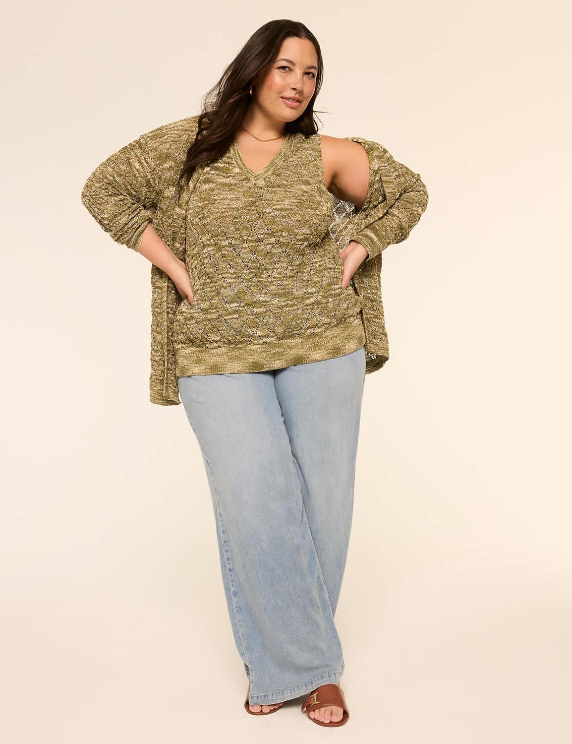v-neck stitch sweater tank