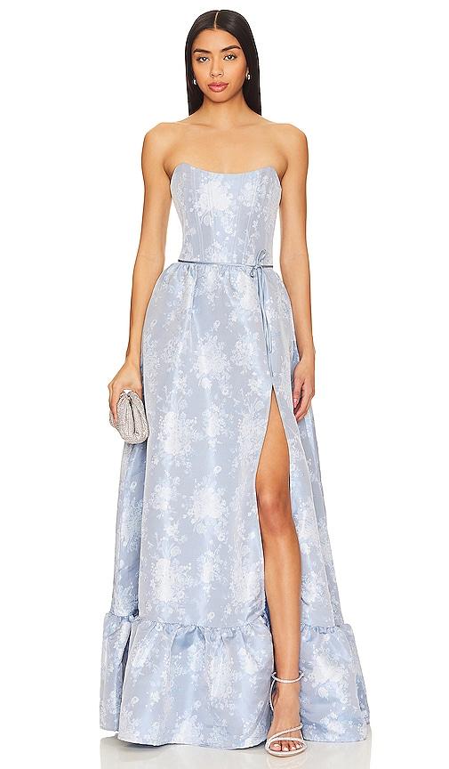 v. chapman charlotte corset gown in baby blue. - size 2 (also in 6)
