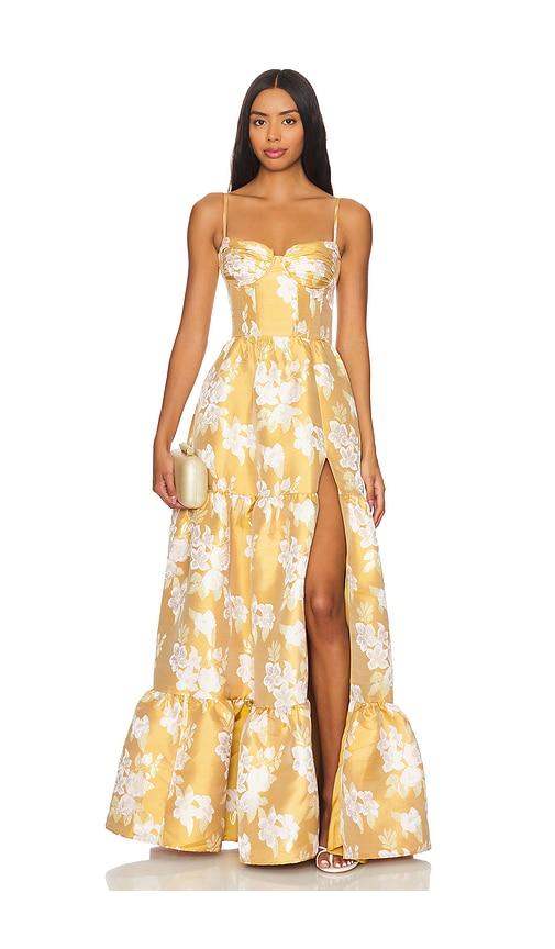 v. chapman lucetta gown in metallic gold. - size 12 (also in 2, 4)