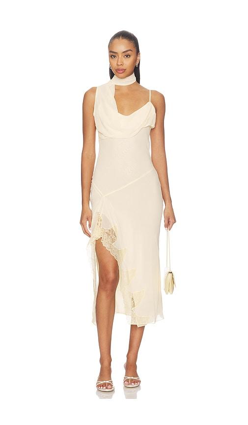 vaillant degas midi dress in cream. - size 34/xs (also in 36/s, 38/m)