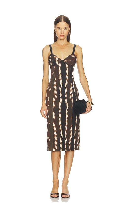 vaillant drill bustier midi dress in brown. - size 34 (also in 36, 38)