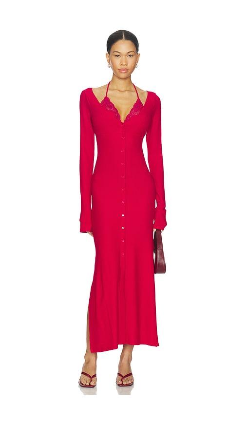 vaillant ribbed jersey cardigan dress in red. - size 34 (also in 36, 38, 40, 42)