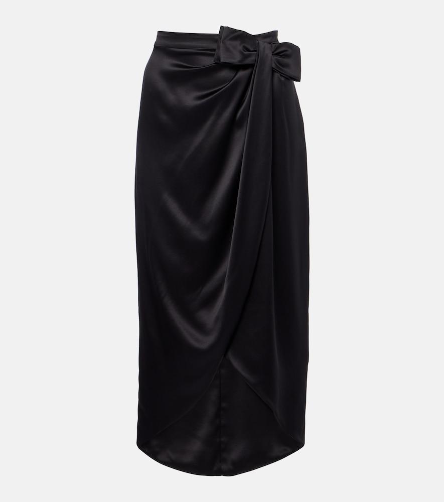 valentino asymmetric low-rise silk midi skirt