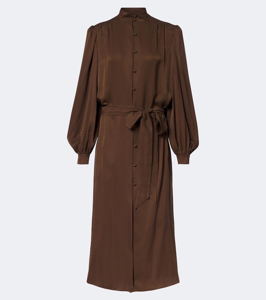 valentino belted chevron jacquard silk midi dress