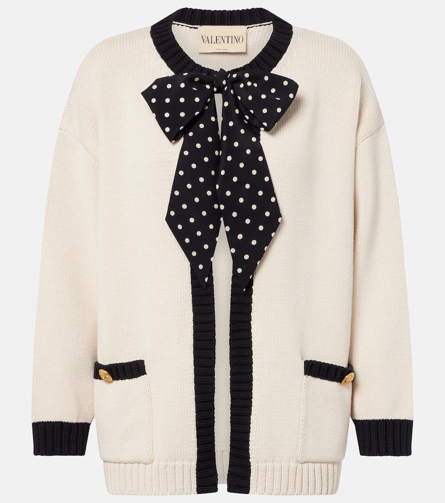 valentino bow-detail cotton-blend cardigan