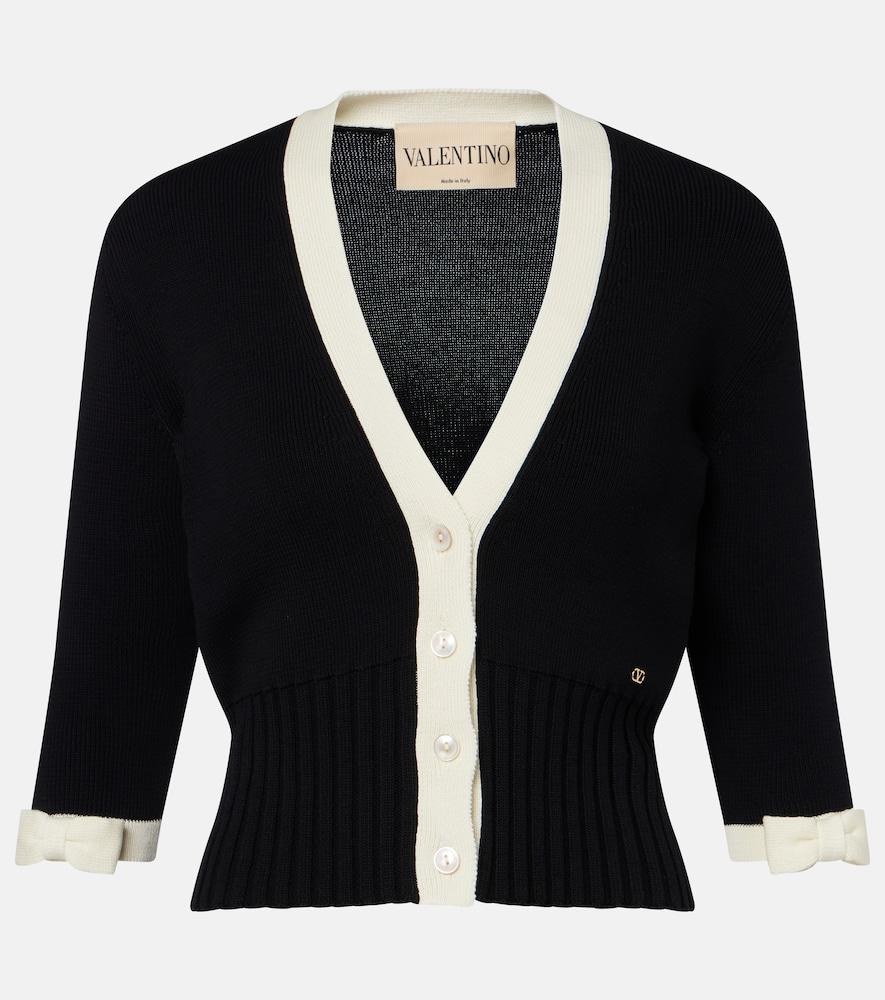 valentino bow-detail cotton cardigan