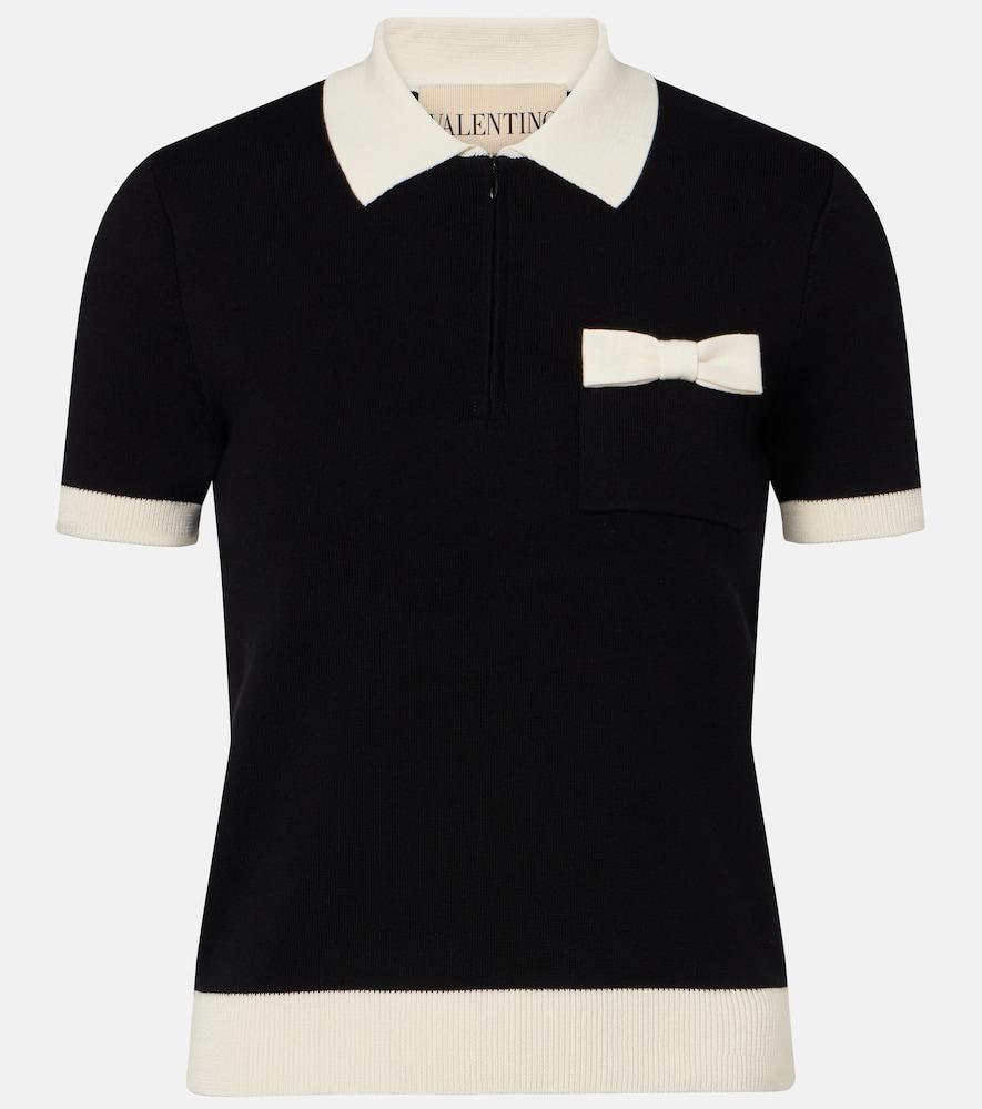 valentino bow-detail cotton polo shirt