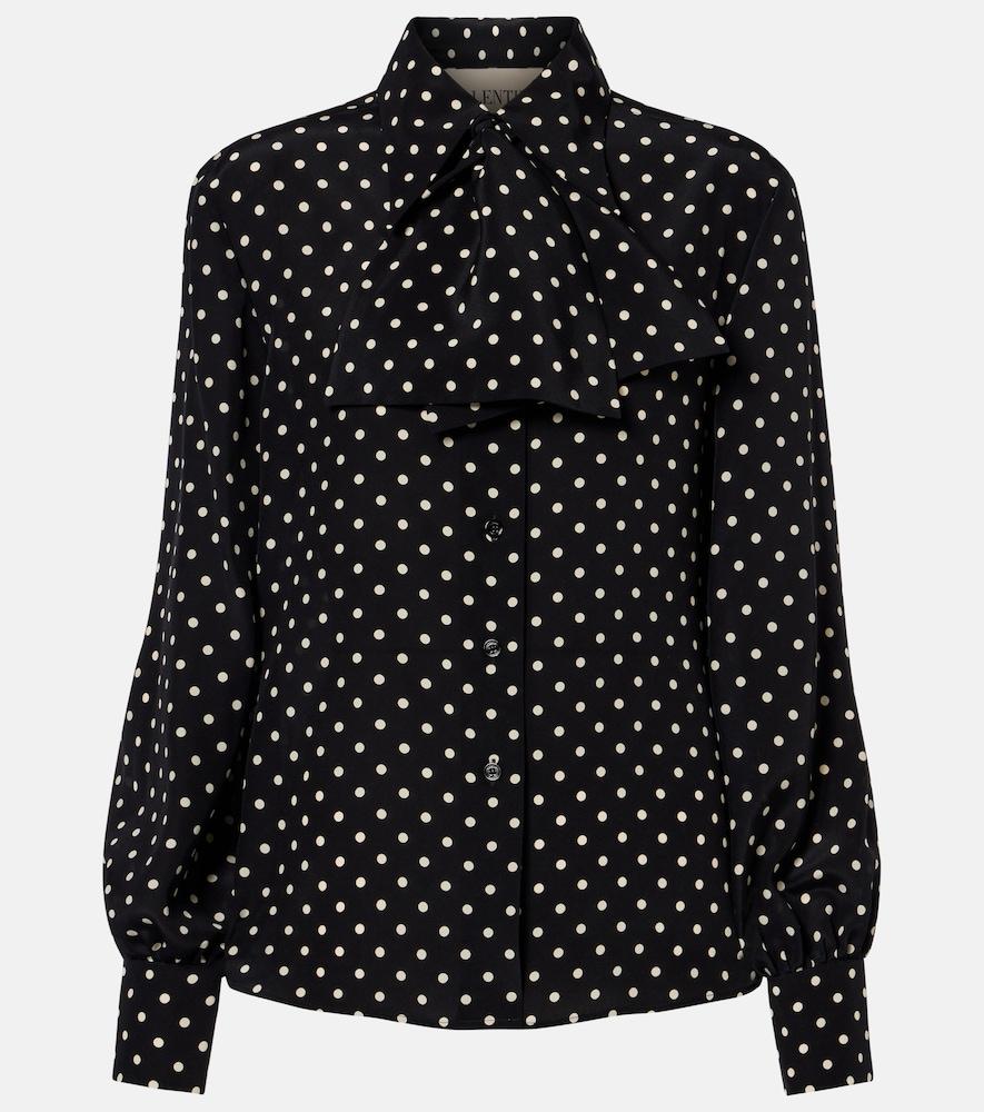 valentino bow-detail polka-dots silk shirt