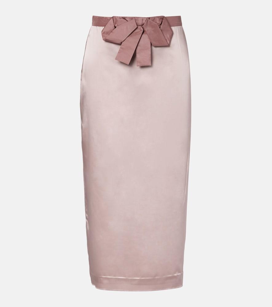valentino bow-detail satin midi skirt