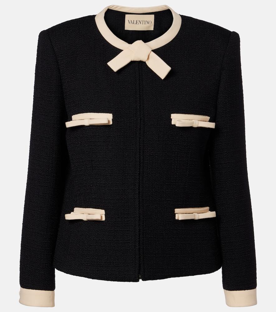 valentino bow-detail wool-blend tweed jacket